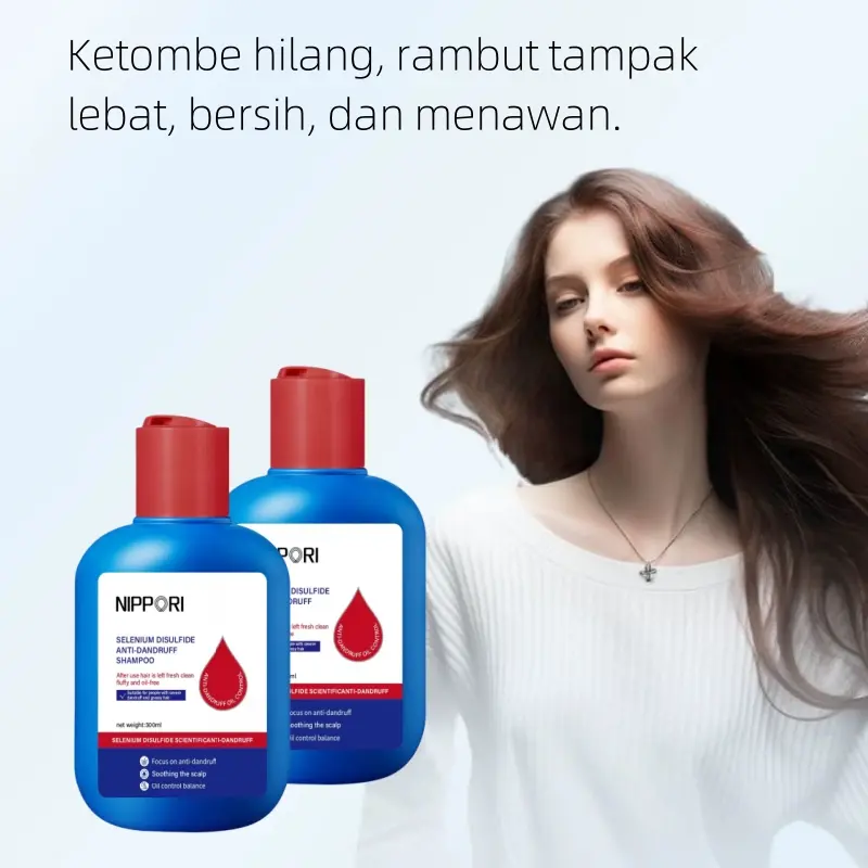 NIPPORI Selenium Disulfide Haircare Shampoo Helps control oil and dandruff Membantu mengontrol minyak dan ketombe Gatal Perawatan Sampo 300ML 4