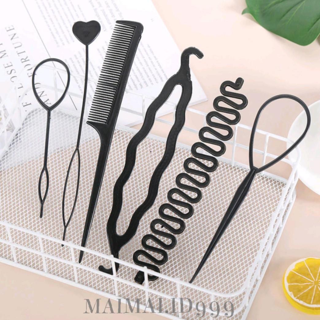 MAIMAI 6pcs SET Alat Kepang Sanggul Rias Penata Rambut / Alat Keriting Hair Styling Tools