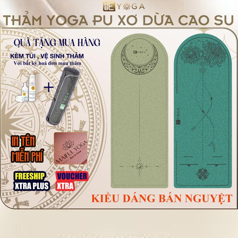 Thảm Tập Yoga Định Tuyến YOGA HBE Pu Xơ Dừa Cao Su Lunar Nguyệt Cúc 5mm Cao Cấp Kèm Túi