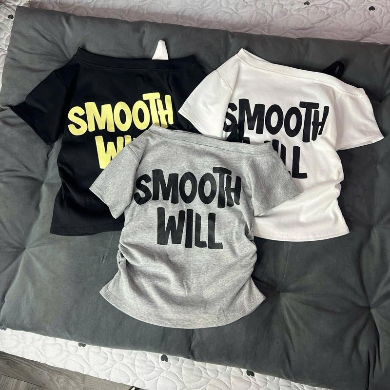 Áo thun lệch vai SMOOTH WILL chất tăm coton mềm mịn mẫu mới mùa hè 2026