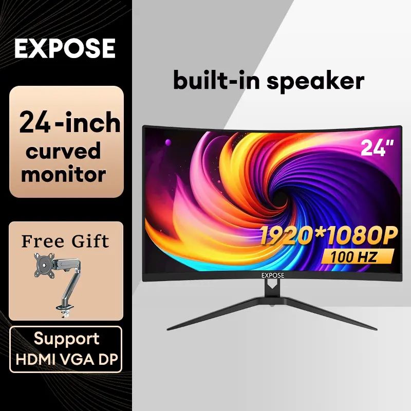 EXPOSE 24 Inch 100HZ Curved Monitor Gaming IPS 1K 75HZ  Laptop Safety  Monitor PC Lcd Monitor Monitor PC Gaming monitor Curved PC 75Hz Home and Office Computer Full HD 24 Inch PS4/PS5/Xbox Screen