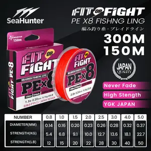 [OFFICIAL]SeaHunter Fit or Fight PE X8 Senar Pancing 150m/300m Tahan Aus Anti Kusut Hijau Merah 8-ply Braided Line untuk Reel Memancing Di Laut Lure umpan mancing
