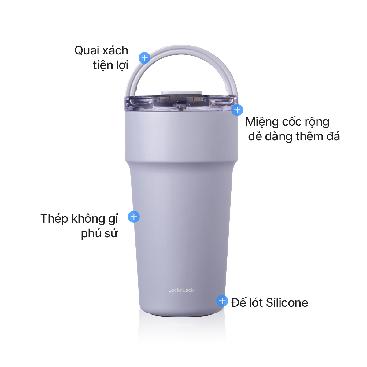 [LIVE - Kèm ống hút] Bình giữ nhiệt phủ sứ có quai Metro Cafe Top Handle LocknLock - LHC4416 dung tích 710ml & LHC4419 900ml, 3 màu