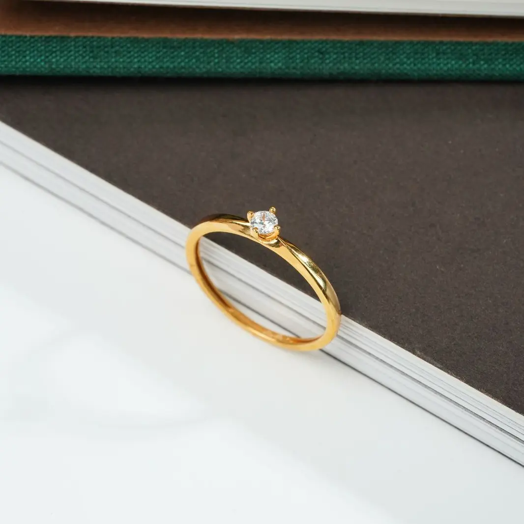 Cincin Emas Kadar 8K Model Mata Satu Yellow Gold - Hala Gold
