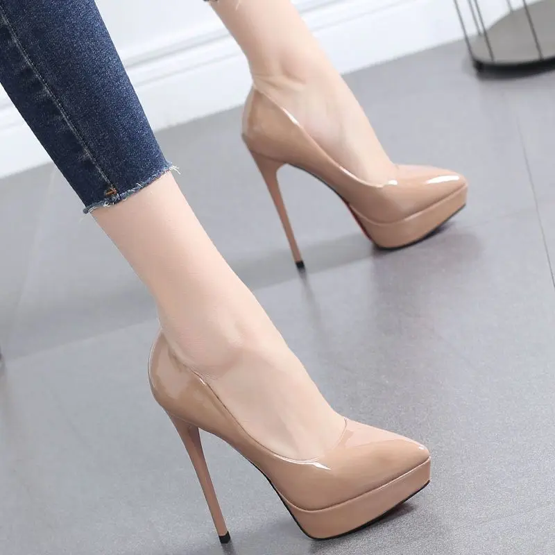 Giày Nữ, Màu Nude, Giày Cao Gót Mũi Nhọn, Giày Cao Gót Nữ, Đế Chống Thấm Nước, Giày Cao Gót, Chiều Cao Gót 12cm, Dễ Phối Đồ, Hàng Mới Về 2024