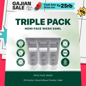 [TRIPLE PACK] NPURE Gentle Gel Cleanser Noni 50 ml Sabun Muka Kulit Sensitif / pH Balance / Low pH / Microbiome / No SLS SLES Alcohol Fragrance / Pembersih Wajah / Facial Wash / Hypoallergenic / Dermatologically /Aman Bumil Busui bayi newborn/HALAL