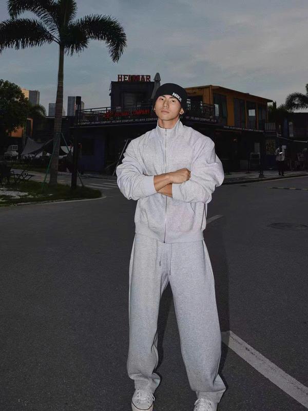  No.1 Studio - Set đồ đôi nam nữ áo khoác zip trơn phong cách Mỹ + quần dài unisex form rộng casual streetwear HW1805 