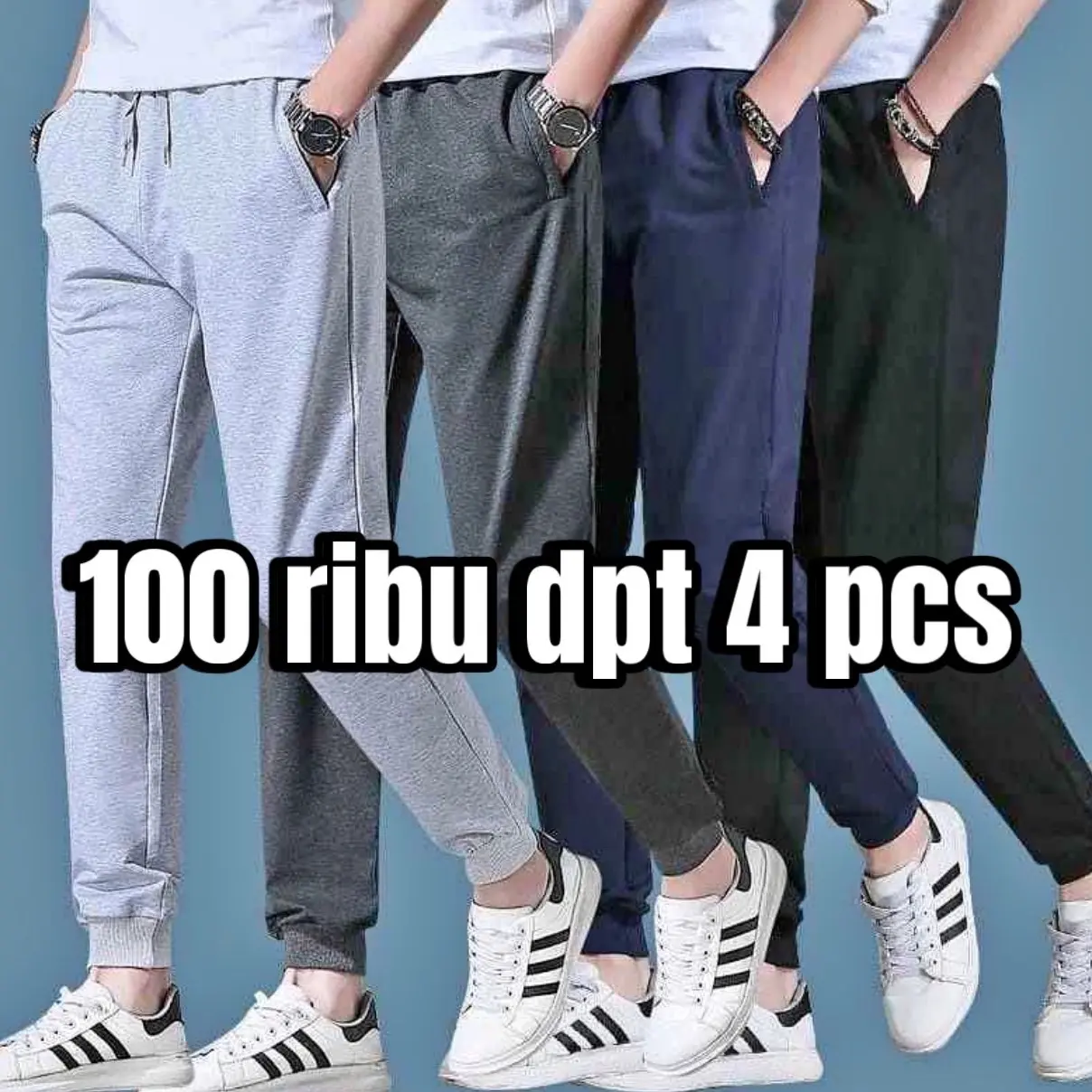 Paket Promo !!! 100 ribuan dpt 4 pcs CELANA JOGGER BABYTERRY unisex tebal bahan nyaman  dipakai Olahraga m- (45-50kg) jogger hitam
