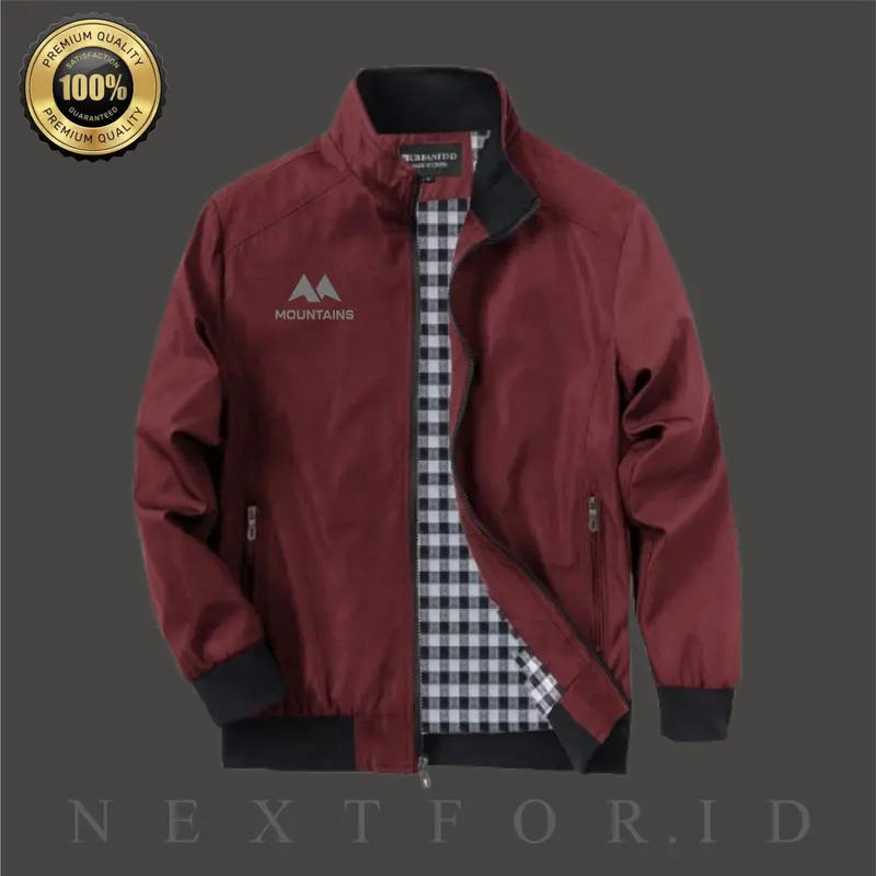 MOUNTAIN Jaket Motor Hurrington Outdoor Pria - Casual dan Keren NXF4 - Kerah, Santai Jaket  Distro Nyaman 5