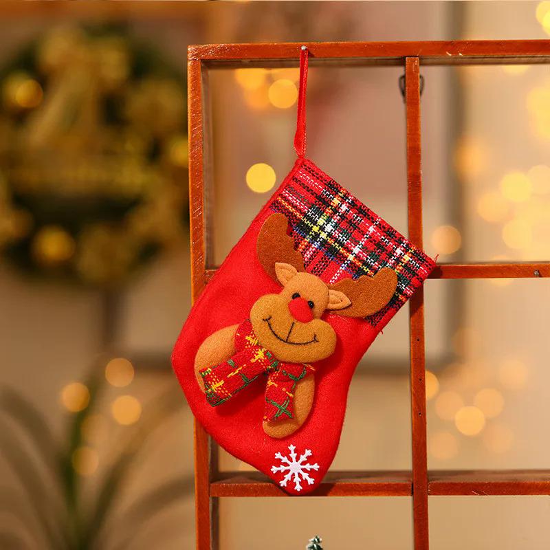 Product Introduction of New Christmas Stockings Christmas Tree Decoration Ornaments Pendant Small Boots Children New Year Santa Claus Gift Socks 23