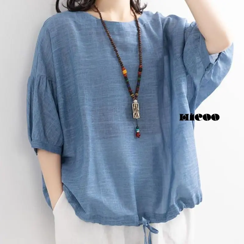HICOO Ashley Baju Atasan Top Blouse Basic Serut Wanita Jumbo Polo Linen Korean Style LD 120 Cm Oversize 0