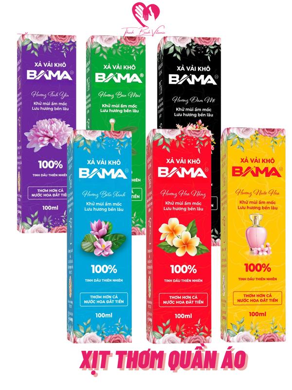 [MẪU MỚI] Xịt Thơm Quần Áo Bama 100ml - Nâng Khô Nhanh Gọn Chỉ 3s Mùi Hương Dài Lâu Cho Quần Áo