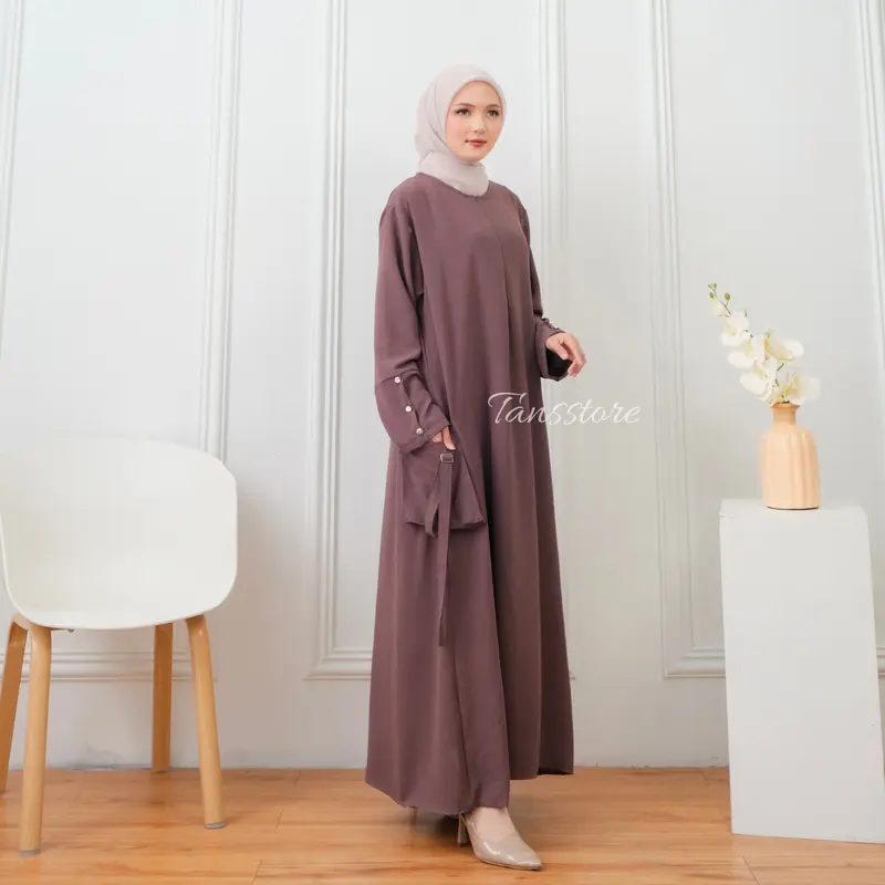 Tans Store - Gamis Cargo Gamis  Panjang Crinkle Wanita Terbaru Gamis Elegant dan Nyaman Dress Muslim Santai Simple 0