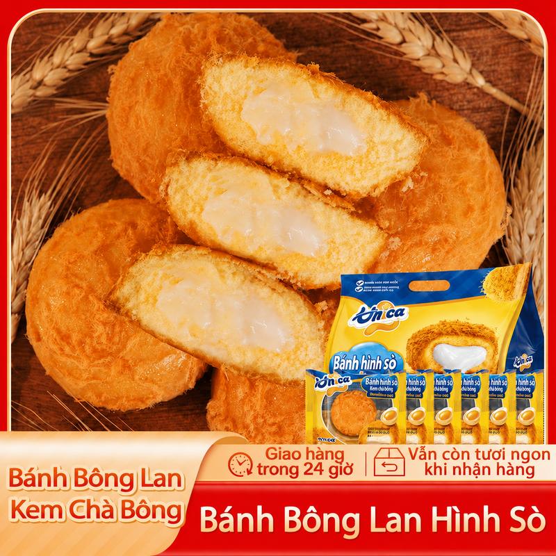 Bánh Bông Lan UNICA FOOD Snack Hình Sò Nhân Kem Chà Bông 1 túi 6 gói 240g Mềm…