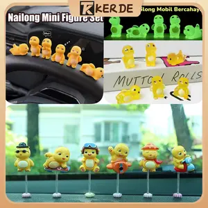 [Kerde] 6 Pcs Nailong Cute Decorations Mini Figure Set Pajangan Nailong Dino Kuning Dasbor Navigation Screen Electric Car/Lampu malam/menghubungkan/Hadiah Unik