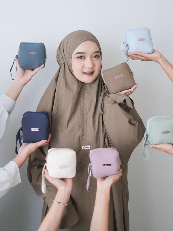 KIMYA ID Mukena TRAVEL MINI Terusan Bahan Parasut Korean Free Sajadah Mini Nyaman Pouch Dewasa 0