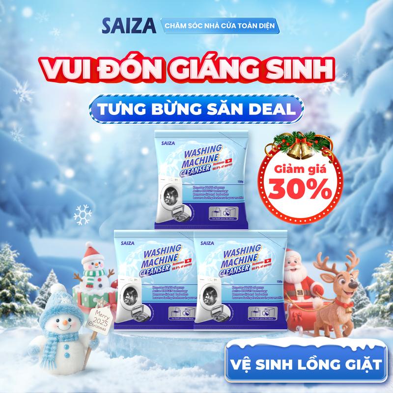  Combo 3 Gói Bột Vệ Sinh Lồng Máy Giặt SAIZA Giúp Làm Sạch Lồng Giặt Hiệu Quả Kháng Khuẩn Khử Mùi  150g gói  