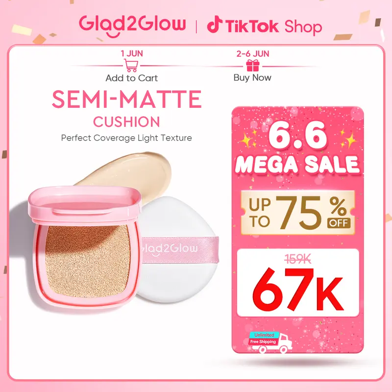 【New】Glad2Glow Perfect cover cushion refill dengan kandungan skincare mencegah kekusaman dan kulit kering sepanjang hari G2G Concealer Foundation Wajah Extract Mencerahkan Lasting Compact 0