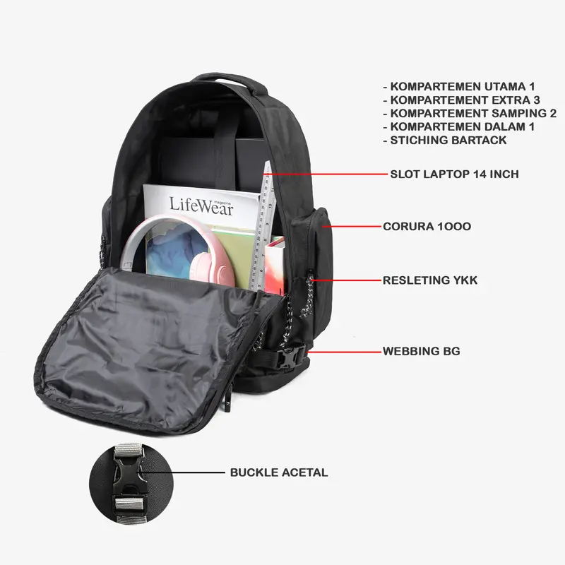 Geoff Max Official - Arlos Black | Tas Punggung | Backpack Ransel Sekolah Pria Wanita 5