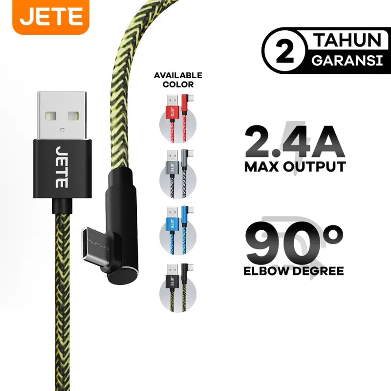 Kabel USB Type C / Lightning JETE CA1 Fast Charging - Garansi Resmi 2 Tahun Biru Laptop Panjang 1