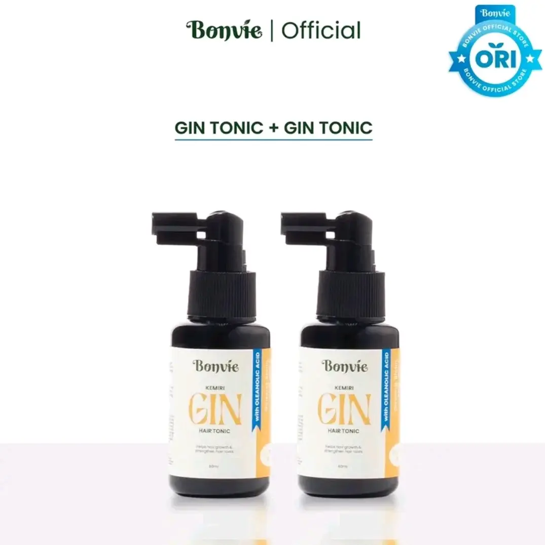 Paket Bundling-Twin 2 Bottles Bonvie Anti Hairfall Kemiri Gin Hair Tonic 60ml - Perawatan Haircare