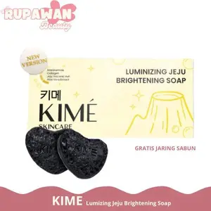 [BELI 1 BOX DAPAT 2 BATANG] KIME LUMINIZING JEJU BRIGHTENING SOAP / MENCERAHKAN WAJAH /EKSFOLIASI FLEK / CHARCOAL NIACINAMIDE COLLAGEN