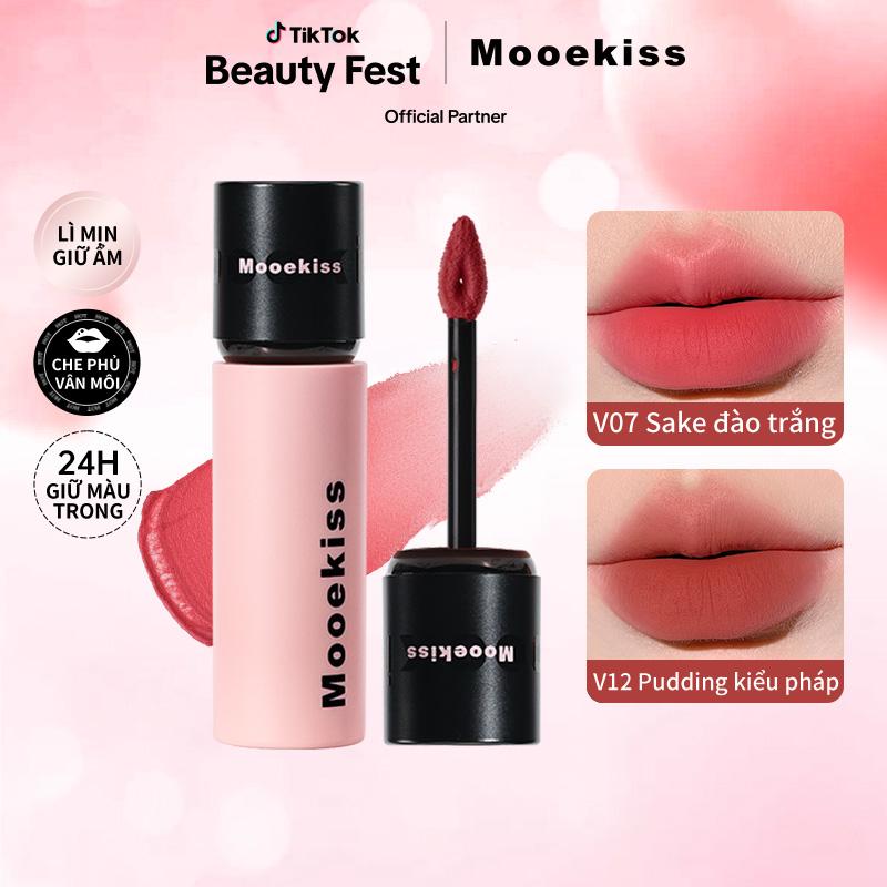 (COD) Son Môi Mooekiss Son Bùn Lì Mềm Mịn Như Nhung Giúp Làm Giảm Thâm Môi Sáng Da Cho Tone Da Vàng 3g*1