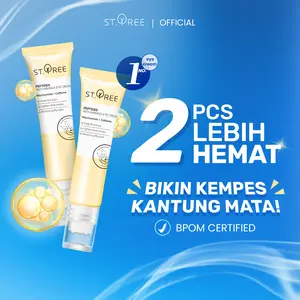 COMBO HEMAT ST.TREE Multi Peptides Anti-Wrinkle Eye Cream 15 gr | Serum Perawatan Mata dengan 3D Roller Massager - Krim Mata dengan Niacinamide & Caffeine untuk Mencerahkan, Menyamarkan Kerutan, Garis Halus dan Mengencangkan
