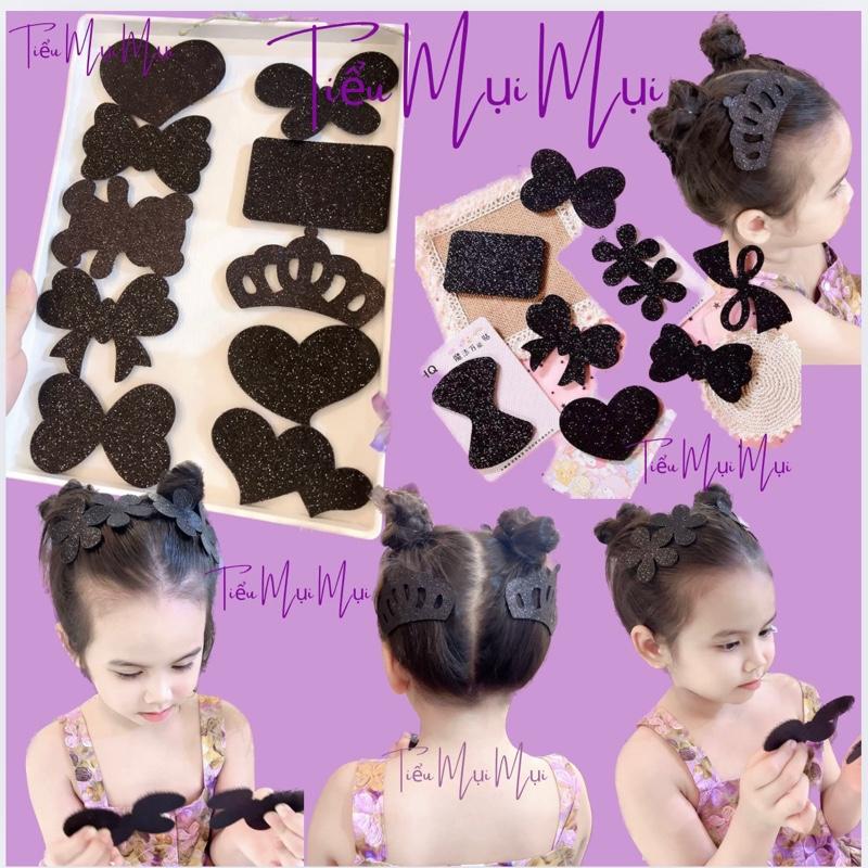 Sét 10 miếng dán tóc có ánh nhũ mix kiểu dáng cho bé và chị em