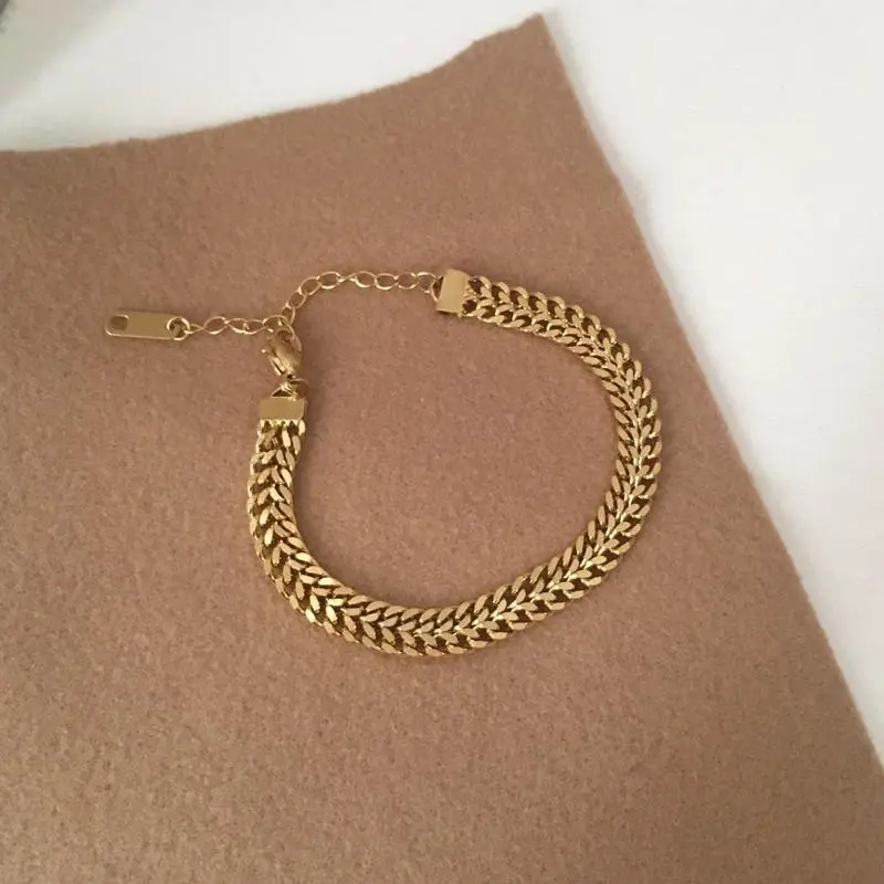 #187 Gelang Tangan Rantai Lipan Titanium - GOLD