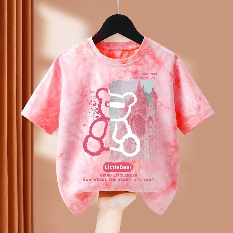 Product Introduction of Kemeja-t lengan separuh longgar untuk kanak-kanak perempuan, baju cetakan kartun, fesyen musim panas 15