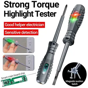 Pena Penguji Obeng Putar Tinggi Detektor Listrik Pensil Obeng 2 Lampu Indikator Listrik