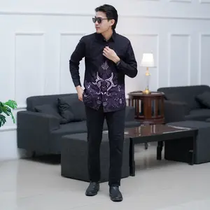 Kemeja Baju Batik Pria Lengan Panjang Kasual Jumbo Modern Slimfit Premium GEGOT UNGU