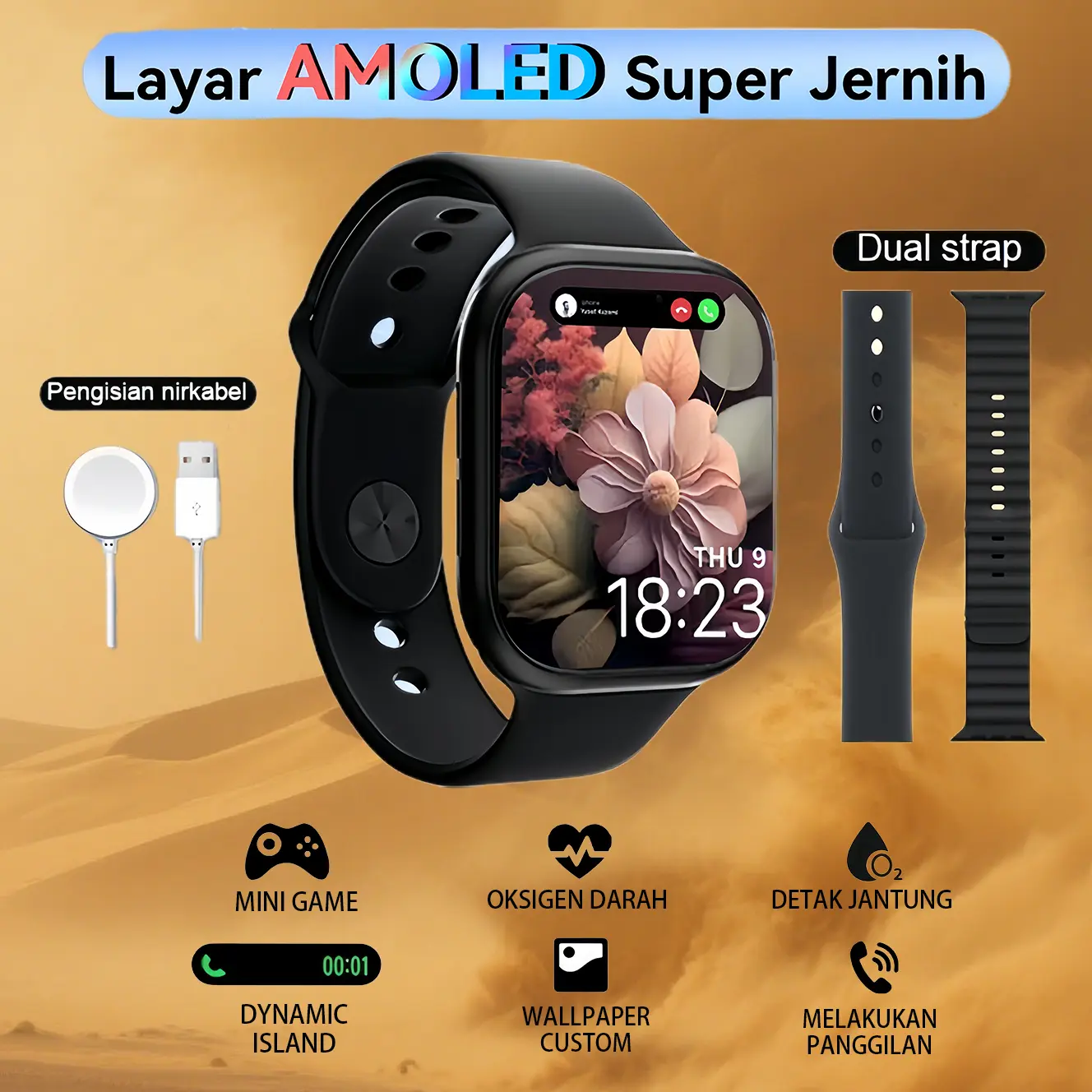 Classic Black-Tali ganda, tanpa lampu samping