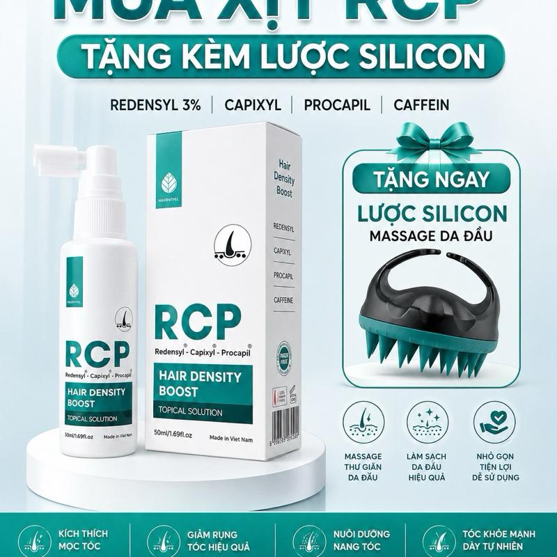 DEAL MỞ BÁN] Xịt mọc tóc RCP Hair Density Boost Việt Beauty 50ML hỗ trợ cải thiện rụng tóc giúp tóc mọc dày chắc khoẻ
