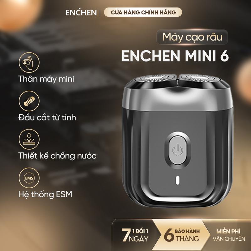 [ Độc Quyền Trên Live ] Máy cạo râu Enchen Mini 6 - lưỡi dao kép siêu mỏng - chống nước IPX7 cạo khô & ướt - pin sử dụng đến 2 tháng - BH 6 tháng