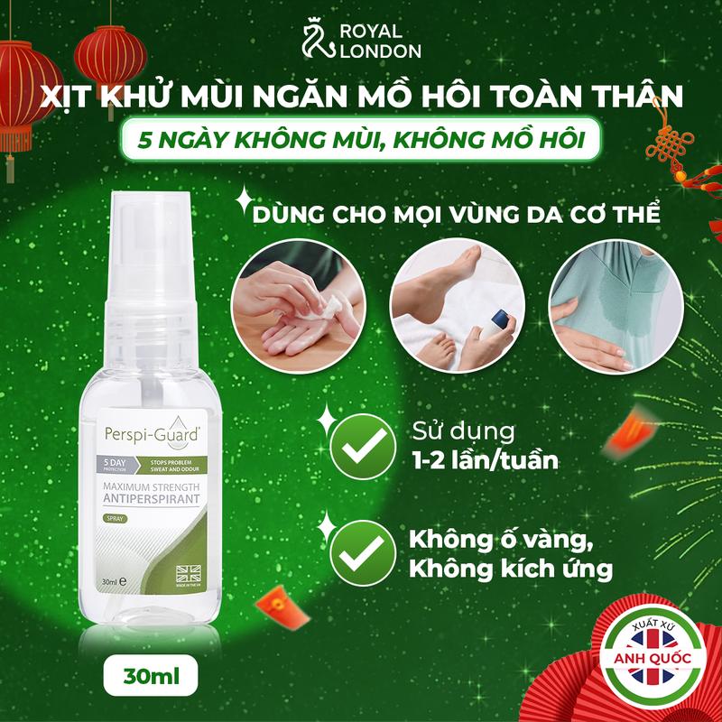 Lăn, Xịt khử mùi ngăn mồ hôi toàn thân Perspi-Guard hiệu quả đến 5 ngày 30ml
