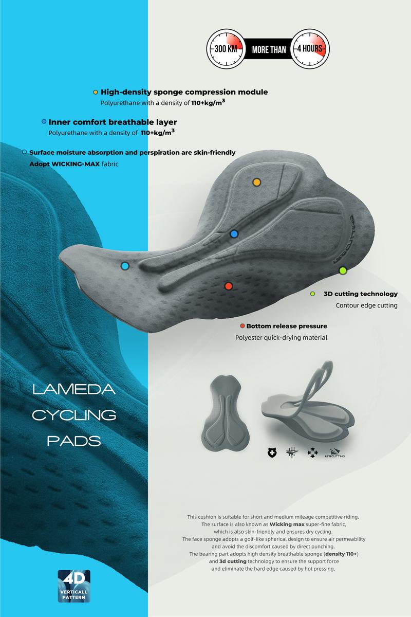 Product Introduction of LAMEDA quần đạp xe có đệm bọt biển dày Dành Cho Nam Giới Đệm Ghế Bằng Bọt Biển Mật Độ Cao, Chống Trượt, Có Tính Năng Thoáng Khí, Khô Nhanh, Thích Hợp Cho Xe Đạp Leo Núi Và Đường Trường. 2