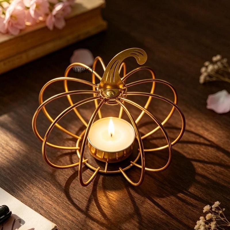 HORACY Đồ trang trí bàn làm việc Sắt Đèn cầy hình bí ngô Khung Mở Lãng mạn Giá…