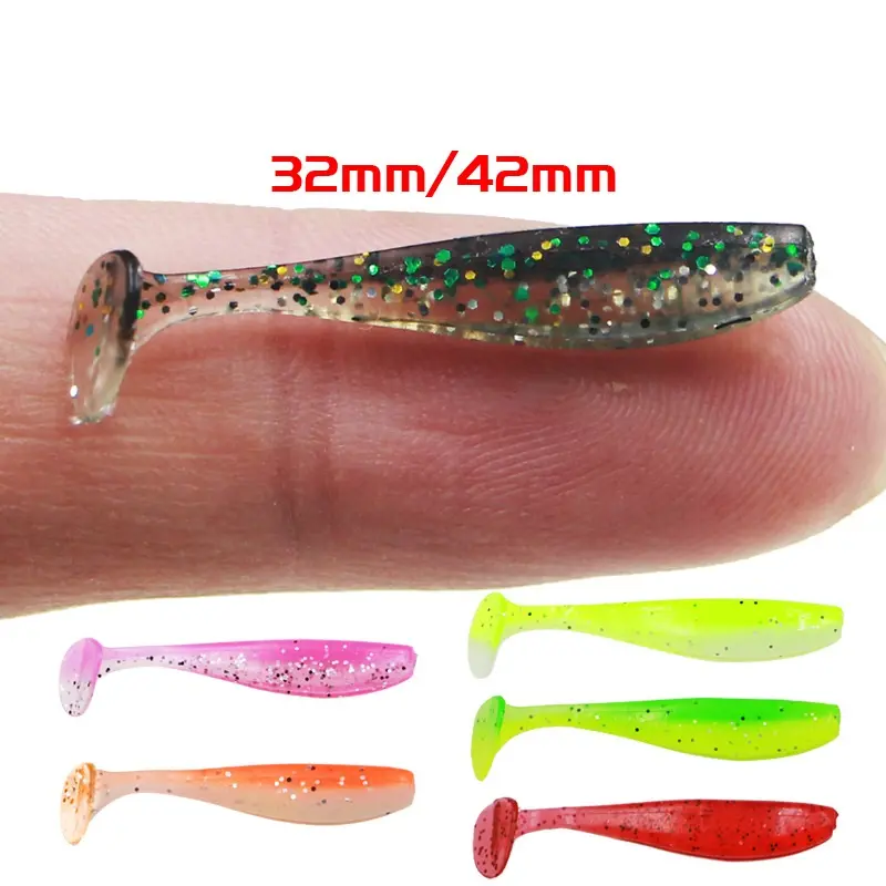 FTK 10pcs T-tail Fishing Lure Biomimetic Bait 32mm/42mm Artificial Insect Soft Bait Bass Lure Fishing Accessories