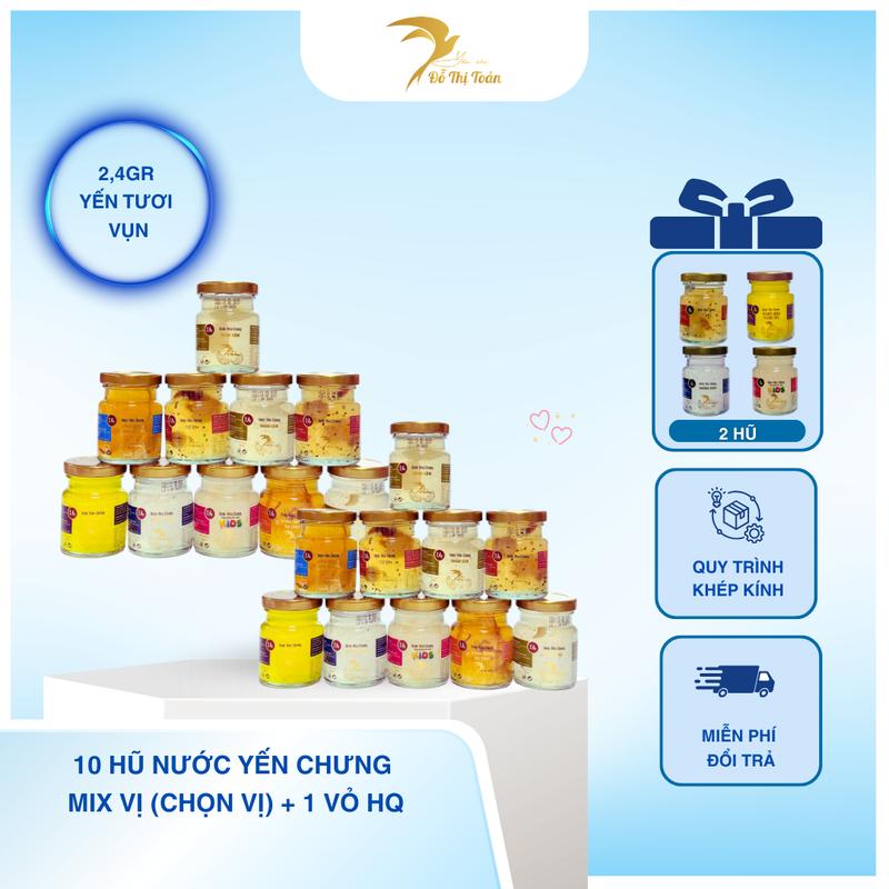 [CFV-KHO DTT] Tổng 24 hũ nước yến chưng (2,4gr yến vụn tươi/hũ) - chọn vị - Yến sào Đỗ Thị Toán 0