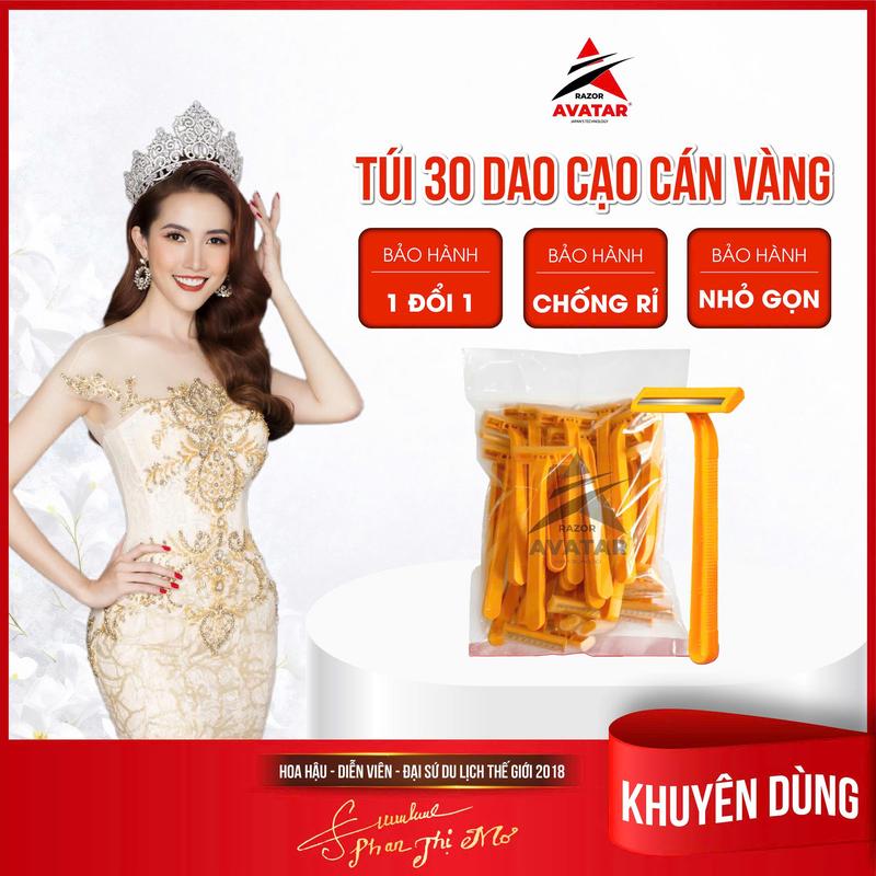 Combo 30 Cây Dao Cạo Râu Cán Vàng (30 cây/túi) Dùng Cho Spa, Khách Sạn Siêu Tiết Kiệm , Nhựa Cao Cấp Bền Bỉ  AVATAR VIỆT NAM