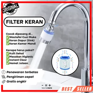 Filter Air Kran Dapur & Kamar Mandi Saringan Penjernih Air Sumur Bor PDAM Anti Kuning Bau Klorin Cacing - Water Purifier Carbon Active 360 Derajat Universal Mudah Pasang - Solusi Air Bersih Higienis Cuci Muka & Masak