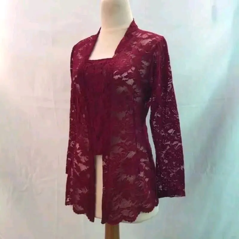 kebaya brokat modern // kebaya kutu baru termurah hitam burgundy 0
