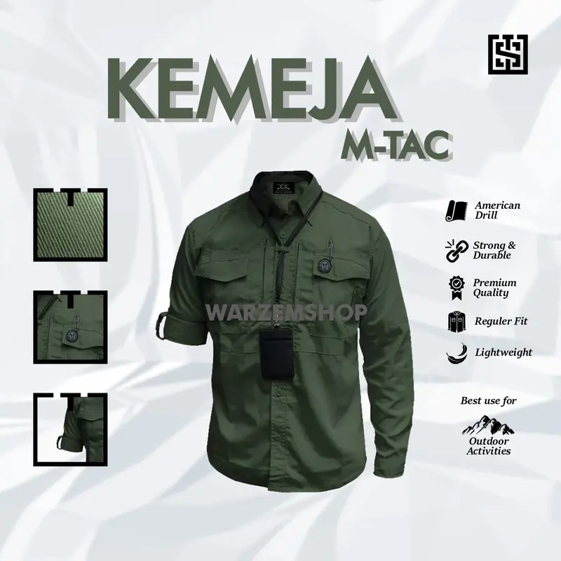 Kemeja Tactical Original M-Tac Lengan Panjang Pria Tactical Outdoor Kemeja Kerja Pdl, Pdh, Lapangan, Dinas, Instansi, Pemerintahan, Almamater, komunitas High Quality, Premium Bahan American Drill Tr  Formal Casual Katun Lembut Tebal Nyaman Keren 4