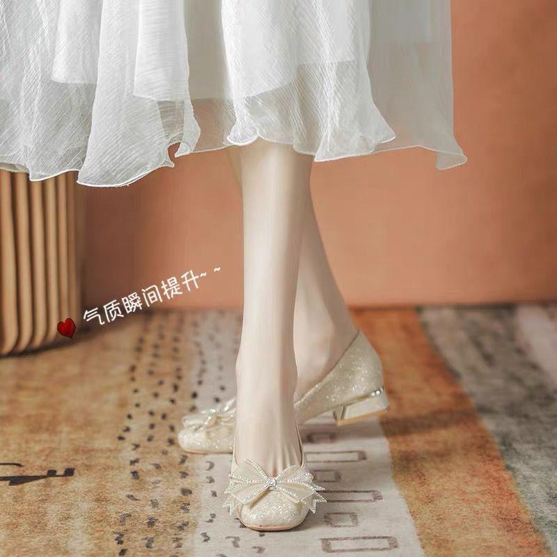 Product Introduction of Pumps women thick heels engagement shoes new evening style gentle all-season low heels daily wear bridesmaid shoes 2022 Girl Footwear 17