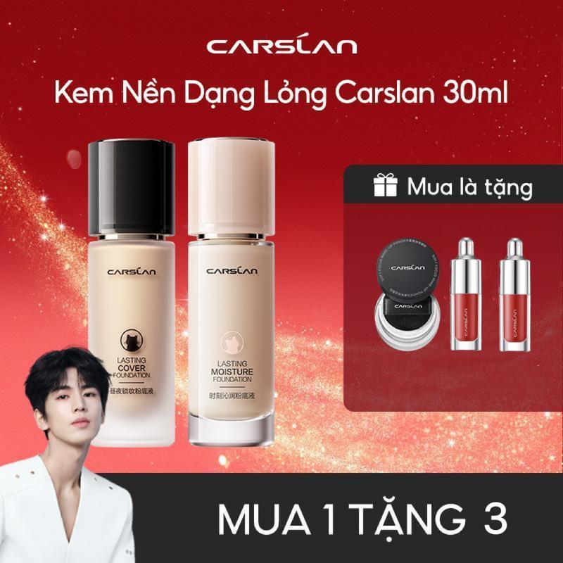 Ngoc Trinh Kem nền dạng lỏng lâu trôi Carslan 30ml+ Mua 1 Tặng 2 phấn phủ bột mini 1g*1 +Son dưỡng mini*2