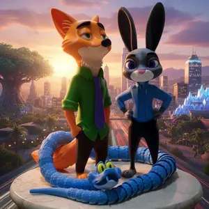 Figur 3D Zootopia Nick & Judy + Gary – Print 3D Bahan PLA+ Premium