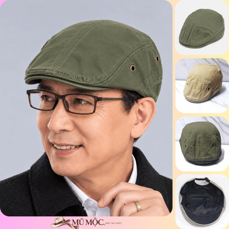 Mũ Nồi Nam Trung Niên Chất Kaki, Nón Beret Mỏ Vịt Phong Cách Cổ Điển, Lịch Lãm, Cho Bố, Ông, Người Lớn Tuổi