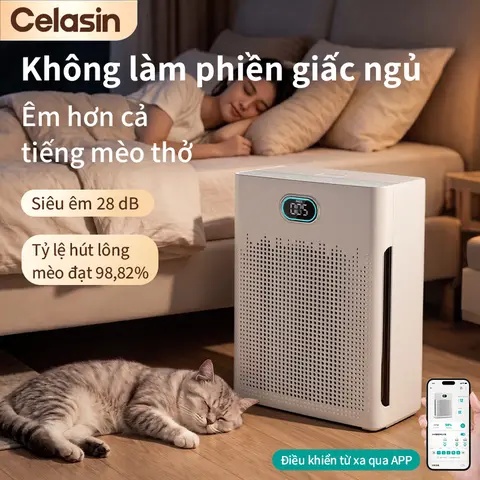 Máy Lọc Không Khí Cho Thú Cưng Celasin, 3 Trong 1 Lọc Lông & Mùi Hôi, 99.98% Khử Mùi 98.82% Lọc Lông, Chế Độ Pet AI Tự Động, HEPA, 28dB, CADR 250m³/h, 45m²
